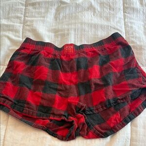 Love Red and Black Plaid Lounge Shorts